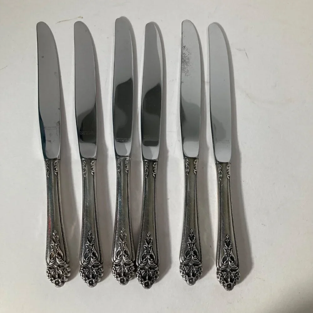6-‎ International Stainless Floral Pattern Butter Knives 9